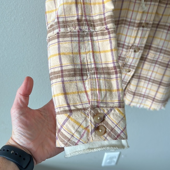 BKE Boyfriend Plaid Hooded Button Down Flannel Sweatshirt/Tunic Women's Small - Picture 4 of 13